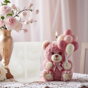 TEMU Elastoc Love 베어 풍선 양초 몰드 - 발렌타인데이 장식 및 프로포즈를 위한 로맨틱한 실리콘 몰드, 에폭시 레진, 클레이 및 석고 프로젝트에 간편하게 제거 및 재사용 가능 - 커플 및 로맨틱 선물에 이상적