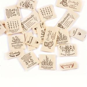 TEMU 50개 28-52mm 베이지 혼합 직사각형 라벨, DIY 의류 및 인형 장식용, 하트 꽃 곰 패턴 정교한 재봉용품, 접착제 없음