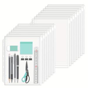 TEMU 10팩 투명 PVC A4 바인더 파우치 (9홀 펀치 & 지퍼 잠금) - 레터 사이즈 루즈리프 폴더, 문서 보관함, 학교, 사무실, 비즈니스 정리용품 호환