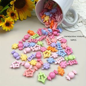 TEMU 마카롱 색상의 귀여운 꽃과 별 머리핀 50개 세트, 개구리 걸쇠 디자인, 헤어스타일링에 완벽