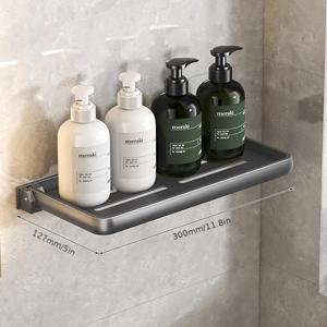 TEMU 벽걸이 접이식 욕실 선반 - 구멍 없는 설치, 거울 및 세면대 수납용, 내구성 강한 공간절약형 선반, 세면대 카운터용 접이식 선반, 드릴링 없이 간편 설치, 소형 욕실용 선반