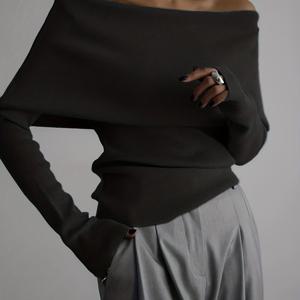 TEMU 우아한 오프숄더 스웨터 | 스트랩리스 긴팔 단색 패션 탑, 통근, 스트리트, 이브닝, 해변 휴가 및 카니발 축제에 적합