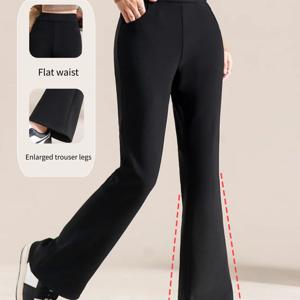 TEMU 1쌍 솔리드 컬러 봄/가을 플레어 팬츠, 요가 팬츠, 하이웨이스트 플레어 레깅스, 여성 피트니스 팬츠, 아우터웨어, 포켓 캐주얼 팬츠