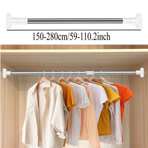 TEMU 조절 가능한 스테인리스 스틸 텔레스코픽 건조대 - 드릴이 필요 없는 확장형 샤워 커튼대 및 공간 절약형 독립형 수납 랙, 고강도 304 스테인리스 스틸 재질, 화이트 및 블랙의 디자인|커튼봉|샤워커튼