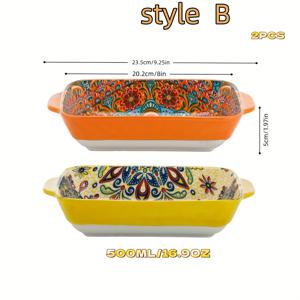 TEMU 주방 및 가정용 베이킹 도구로 적합한 듀얼 핸들이 있는 투피스 직사각형 베이킹 세트. 쌀, 음식 포션을 위한 라이트 샐러드 플레이트, 북유럽 스타일의 베이킹 디쉬, 케이크 디너에 적합합니다.