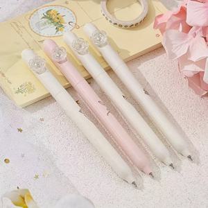 TEMU 모든 것이 꿈으로 피어나는 로맨틱 한정판 회전 젤펜, 빠른 건조, 장미 디자인, 고급스러운 시험 및 서명용 펜