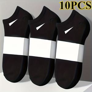 TEMU 10개/5켤레 여성용 캐주얼 단색 양말 | 통기성, 편안함, 땀 방지, 냄새 방지, 로우컷 발목 양말, 패브릭, 기하학적 패턴, 간편한 디자인, 다기능, 스트리트웨어 및 데일리 웨어 필수템
