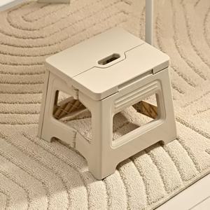 TEMU 헤비듀티 조절 가능 접이식 스툴 - 초경량 휴대용 접이식 의자, 컴팩트 접이식 디자인, 견고한 사각 베이스 & 높이 조절 가능 - 실내/야외용 - 공간절약형 좌석, 홈, 캠핑, 여행용 (브라운/핑크)