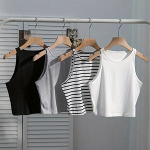 TEMU 4개 여성용 민소매 탱크 탑 - 신축성 있는 데일리 & 포멀룩 - / - 가벼운 여름 캐주얼, 오피스룩 탑