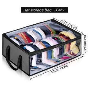 TEMU 1개 모자 보관함, 인싸 스타일 투명 보관함 (블랙, 그레이), 지퍼형 방진 보관함, 야구 모자, 모자, 낚시 모자 등 보관에 적합, 침실, 옷장 보관, 사계절용, 침대 밑 보관