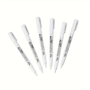 TEMU 알코올-based 페인트, 방수 타이어 페인트, 마커, 그리고 타이어 타임을 위한 터치업에 이상적인 영구 젤 펜에 적합한 흰색 마커 펜 6개 세트