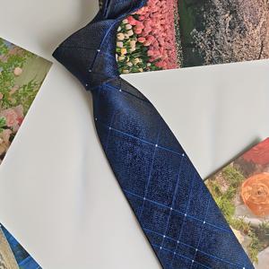 TEMU 남성용 네이비 블루 체크 핸드타이 넥타이, 비즈니스 캐주얼 포멀, 웨딩, 오피스용 패션 드레스 넥타이