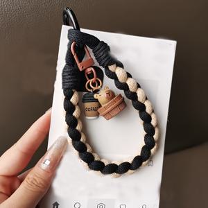 TEMU 1개 귀여운 카프리 비즈 폰 숏 랜야드, 범용 플라스틱 손 손목 스트랩, 광택 마감, 재사용 가능한 키체인, 불규칙한 모양, 범용 클립 포함, 일상복 착용에 이상적, 가방 또는 키 홀더, 범용 클립 포함 선물