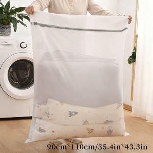 TEMU 1개 대형 내구성 메쉬 세탁망 지퍼 포함 - 섬세한 의류, 커튼, 이불, 다운 재킷 보호용, 변형 방지 직사각형 세탁망, 담요, 스웨터, 여행 및 가정 정리용, 폴리에스터, 세탁 액세서리, 통기성 원단, 튼튼한 구조, 의류 보호, 자주 여행하는 사람들에게 필수, 세탁망, 세탁망 세트