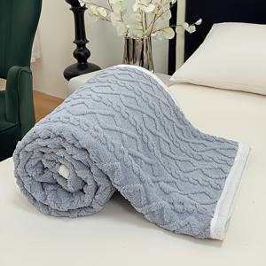 TEMU 계절에 적합한 소프트 브러시드 타프 푸론 담요 - 포근한 스킨톤 기하학적 침대보, 따뜻한 소파 커버 & 사무실 낮잠, 기숙사 침대, 컴팩트 럭셔리 침대커버|소파|쇼파커버|쇼파침대