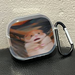 TEMU 7025 푹신한 두려움 햄스터 패턴 삼성 Buds3 이어폰 케이스 갤럭시 Buds3Pro 이어폰 쉘 삼성 갤럭시 Buds3/Buds3Pro 이어폰 투명 보호 케이스 키체인 미끄럼 방지 이어폰 쉘