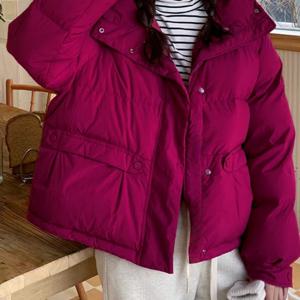 TEMU 여성용 가을/겨울 신상 따뜻한 로즈 레드 브레드 코트, 숏 루즈 패션 우아한 재킷