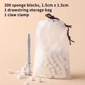 TEMU 202개입 네일 스펀지 & 클로 클립 세트, DIY 네일 아트용, 전문가용 살롱용 - 옴브레 네일 디자인, 네일 교육, 네일 살롱용 순백색 보풀 빠짐 없는 블렌딩 스펀지 - 매니큐어 & 페디큐어 도구