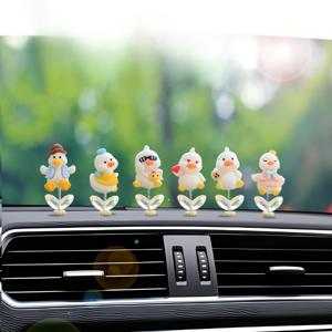 TEMU 6개 흔들리는 행복한 오리 자동차 및 자전거 대시보드 장식품 | 내비게이션 스크린용 만화 레진 흔들리는 머리 장식