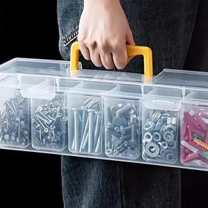 TEMU 7개 다용도 칸막이 휴대용 투명 공구 보관함 | 플라스틱, 소형 상자 6개 + 대형 상자 1개 포함, 가정용 나사, 렌치, 하드웨어 추가, 장난감 정리용으로 적합