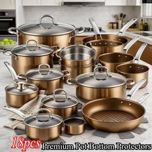TEMU 18개 냄비 바닥 보호대 - 눌러붙지 않음, 스크래치 방지, 냄비, 팬, 유리 식기류에 적합, 내열성, 내구성 있는 주방 액세서리