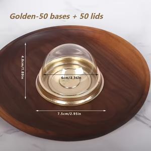 TEMU 100개 (베이스 50개 + 뚜껑 50개) 투명 미니 플라스틱 케이크 박스 - 플립탑 돔 뚜껑 포함, 재사용 가능, 컵케이크, 치즈케이크, 페이스트리, 생일, 결혼식, 파티, , 카페용 라운드 용기 - 손세척 가능