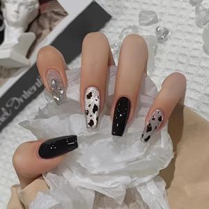 TEMU 핸드메이드 프린트, 캣아이, T자형 네일 디자인 10pcs 세트, 약 23mm 길이. 데일리웨어 및 페스티벌에 적합. 여성용 재사용 가능한 인조네일, 젤리 접착제 1장, 네일 버퍼 1개, 네일 제거 스틱 1개 포함