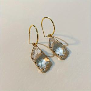 TEMU 금도금 사각 펜던트 유리 귀걸이 - 아름다운 얼굴 장식