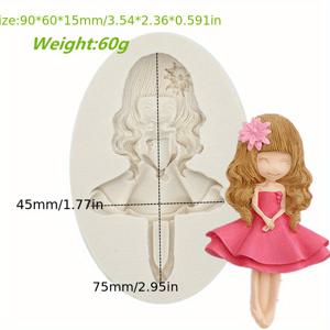 TEMU 1개 DIY 소녀 실리콘 몰드 공주 컵케이크 토퍼 퐁당 초콜릿 캔디 폴리머 클레이 몰드 아기 생일 케이크 장식 도구, 귀여운 작은 공주 인형 석고 수지 비누 만들기 키트 웨딩 장식 수제 공예 선물