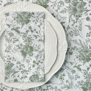 TEMU 터키석 빈티지 블루 & 화이트 디너 냅킨 20장 세트 - 웨딩, 생일, 티파티, 가정용, 레스토랑 및 가정에 적합, 15.7x13 인치