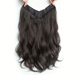 TEMU 여성용 V자형 대형 웨이브 클립인 헤어 익스텐션 1개, 고온 섬유, 사용하기 쉬움, 자연스러운 룩