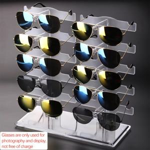 TEMU 남녀용 안경, 선글라스, 햇빛 가리개 및 안경 프레임의 일상적인 정리 및 보관에 적합한 1개 투명 이중 행 안경 진열대 10쌍|썬그라스