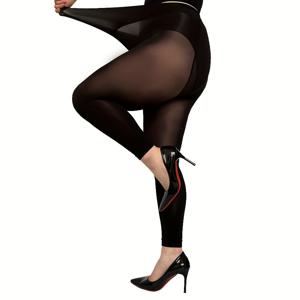 TEMU 플러스 사이즈 여성용 3/4 기장 호스오일 양말 1/4켤레 팩, 특대형/플러스 사이즈 타이츠, 블랙/그레이/스킨 커피 광택 시스루 스타킹, 걸림 방지 베이스 레이어 양말, 일상용으로 패셔너블하고 활용도 높은