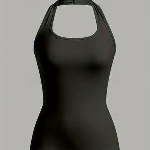 TEMU 여성 캐주얼 홀터넥 여름 조끼 | 민소매, 백리스, Y2K 스타일, 귀여운 탑