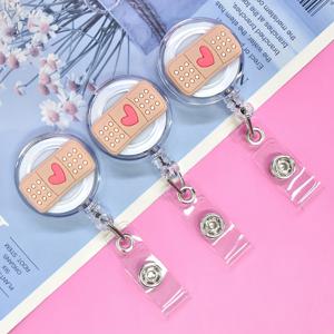 TEMU 3개 세트, PVC/플라스틱, 러브 뱃지 릴, 노란색 패턴 뱃지 릴, ID 카드 학생 의사 간호사 선물, 사무용 리트랙터블 액세서리