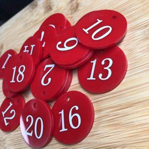 TEMU 50개 얇은 플라스틱 숫자 태그 식당용 얇고 가벼운 줄 서기 번호 블랙/레드/그린 플라스틱