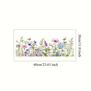 TEMU 1개 컬러 나비 꽃과 녹색 식물 정전기 창문 데칼 - 유리 스티커 - 거실 스티커 - 침실 스티커 - 발코니 창문 스티커 - 홈 데코 벽 스티커 - 탈부착 가능 PVC 양면 인쇄 스티커