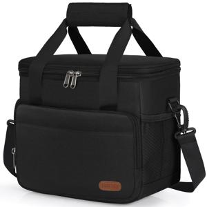 TEMU 다쿨리 남성용 보온 도시락 가방, 비식품 접촉 재사용 가능 12캔 (10L) 누수 방지 사무실 피크닉용 어덜트 런치 쿨러백, 조절 가능한 숄더 스트랩 포함, 블랙 - 백 투 스쿨