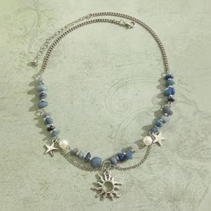 TEMU 1개 패션 창의적 디자인 스톤 비즈 스타 태양 술 남성용 펜던트 목걸이