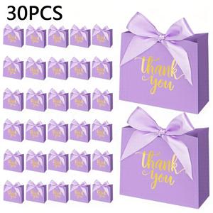 TEMU 리본이 달린 우아한 소형 감사 선물백 30개입 - 웨딩 파보어, 졸업 파티 용품, 샤워 파티 및 기업 행사용 평면 종이 백 - 조립용 팩