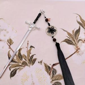 TEMU 태슬 펜던트가 달린 빈티지 검 모양 금속 책갈피 - 독자 및 사무용으로 적합한 우아한 알루미늄 합금 페이지 마커