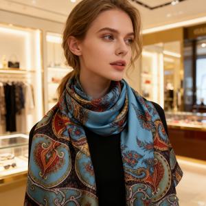 TEMU 여성용 우아한 새틴 숄 스카프 - 통기성 좋은 가벼운 숄, 캐주얼 의상, 에어컨 사용, 파티, 사무실 및 여행에 다용도