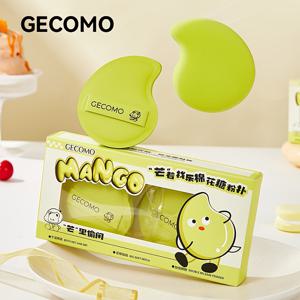 TEMU GECOMO 망고-소프트 메이크업 스펀지 듀오 - 듀얼 텍스처 리퀴드/파우더 파운데이션 블렌딩 도구, 흡수되지 않는 탄력 있는 뷰티 스펀지, 두꺼운 디자인으로 매끄러운 발림, 한국식 루틴 (2개 세트) - 모든 베이스와 호환 가능