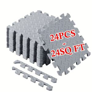 TEMU 24/48개 인터로킹 운동 폼 매트, 고밀도 EVA 플라스틱 퍼즐 운동 타일, 잠금장치, 클릭 시스템, 홈 짐, 요가, 필라테스용 - 세척 용이