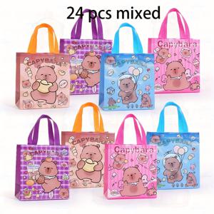 TEMU 24pcs 카피바라 테마 선물 가방 - 귀여운 카피바라 선물 가방, 동물 테마 파티, 결혼식, 생일 테마 파티 선물 가방용 손잡이