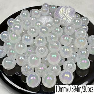 TEMU 펄 화이트 AB 아크릴 비즈, 10mm 라운드 루스 비즈 - 주얼리 제작, 공예 프로젝트, 홈 데코, 핸드메이드 비즈 추가, 크리스마스 선물, 새해 선물, 발렌타인데이 선물, 파티 용품에 적합