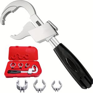 TEMU 다용도 양방향 렌치, 80mm 오픈 엔드 크레센트 렌치 및 파이프 렌치 (배관 장비, 위생 장비 및 가구 설치를 위한 조립 및 분해용)