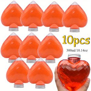 TEMU 10개입 일회용 투명 주스 밀크티 병 - 투명 실버 뚜껑, 웨딩, 파티 장식, 선물 포장, 이벤트 플래닝용 - 300ml/10.14oz