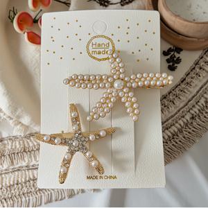 TEMU 사랑스러운 조화 진주 장식이 있는 2개 세트의 별모양 바다성게 헤어 클립. 결혼식, 데이트, 휴가, 일상복에 적합하며, 여성용 우아한 헤어 액세서리입니다.