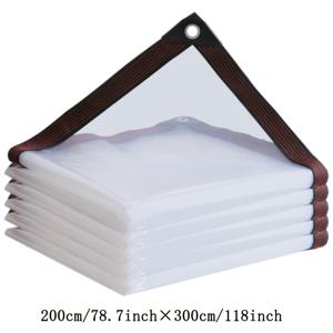 TEMU A 118인치 x 78.8인치 투명 방수 타프, 아일렛 및 후크 장착, 내구성이 뛰어나 물과 눈에 강함 - 파티오, 현관, 발코니, 온실 및 차량 커버 등 다양한 야외 용도로 적합